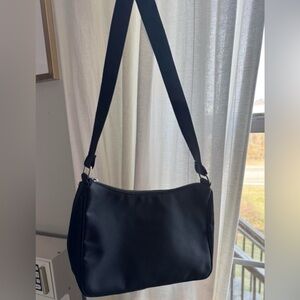 Vintage Authentic Artbag Black Nylon Shoulder Bag Made in Italy Genuine leather